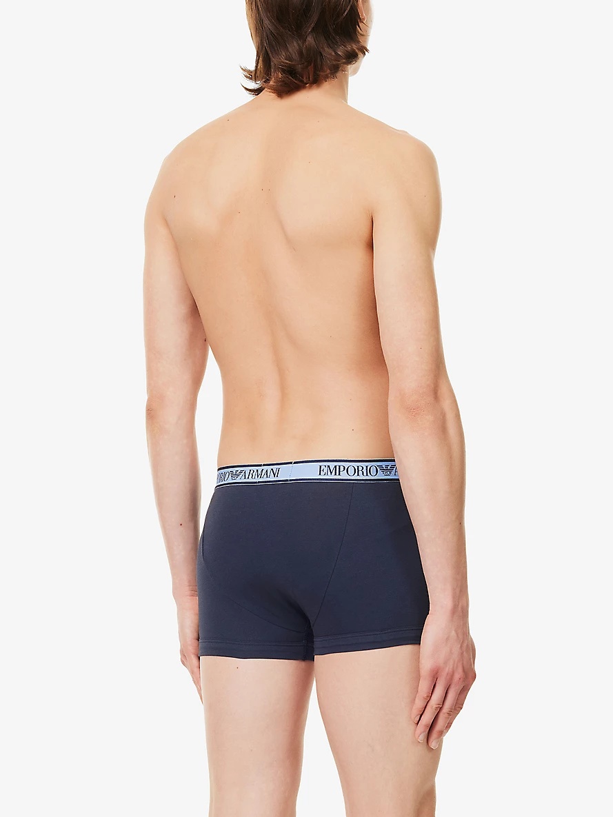 Branded-waistband pack of three stretch-cotton trunks - 3