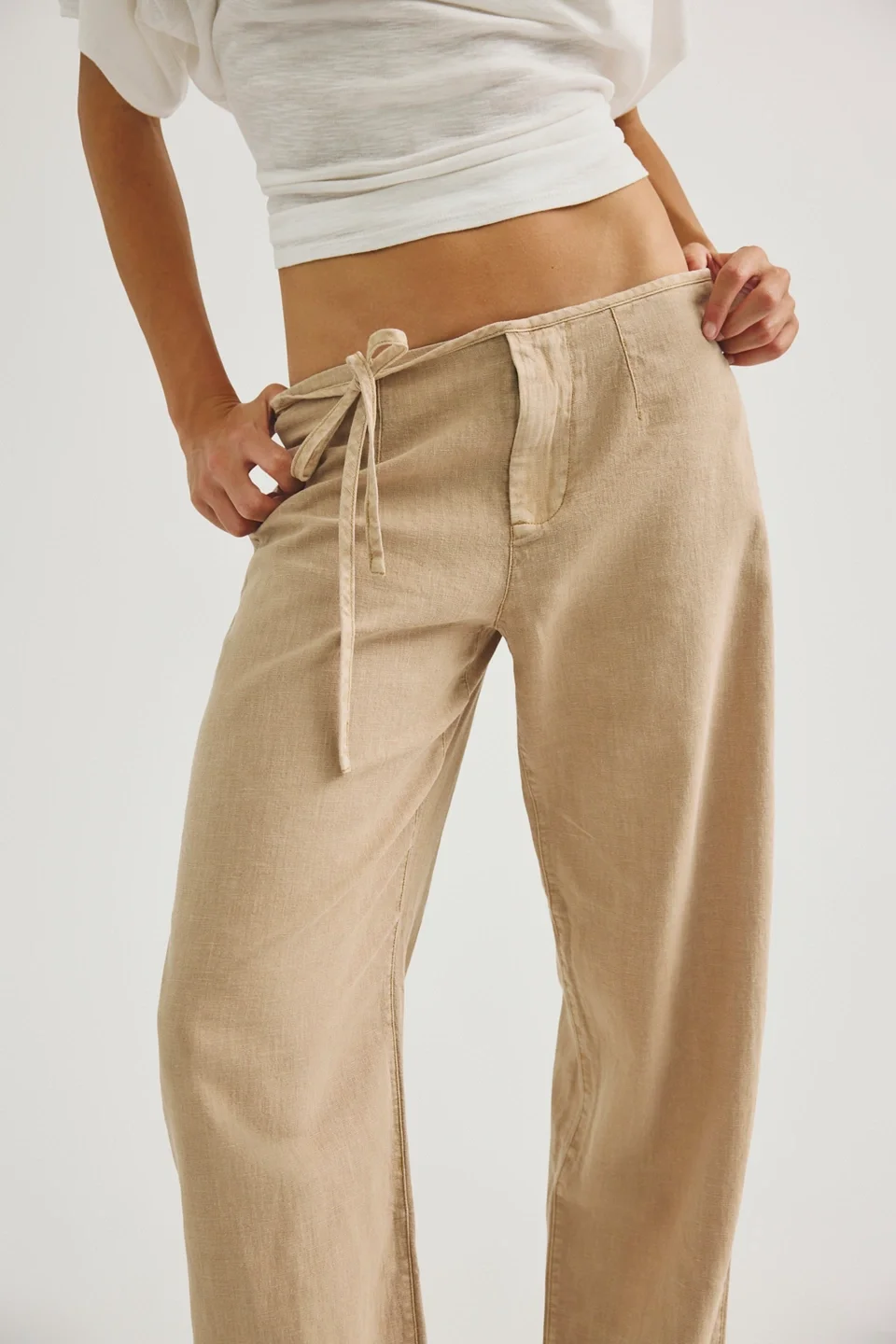 Amelia Side-Tie Linen Pants - 1