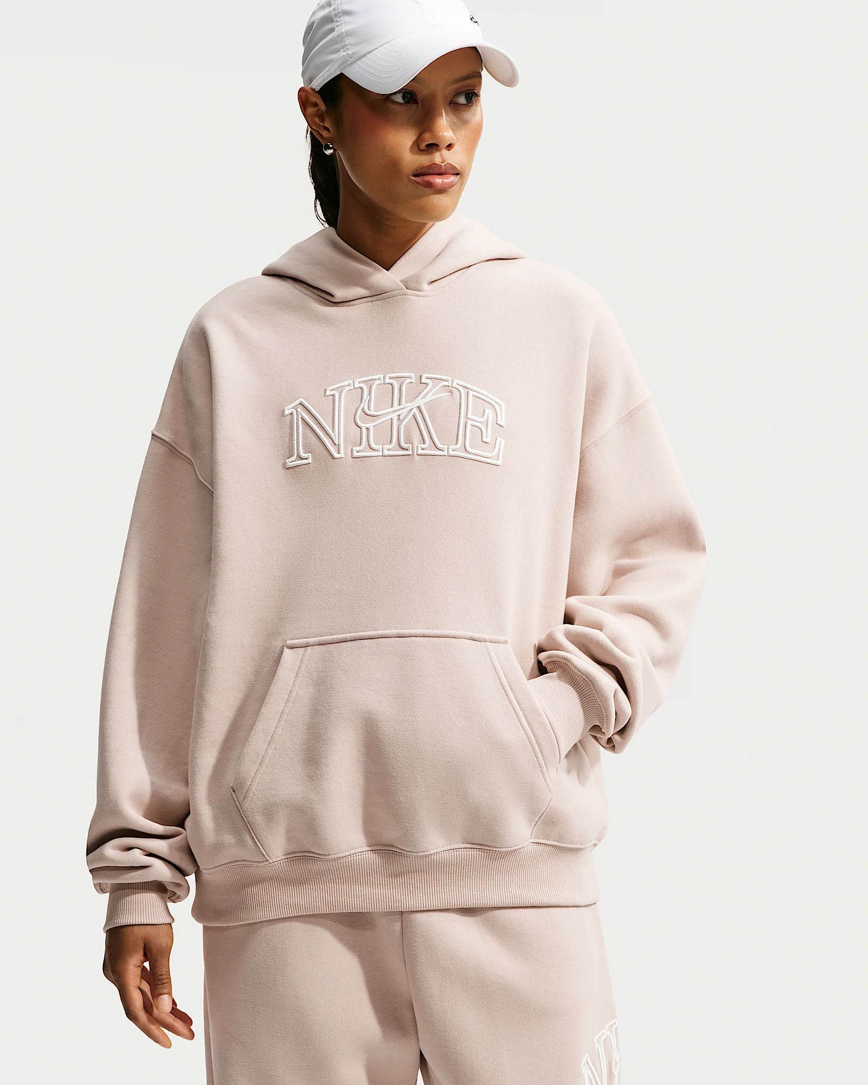 Nike Studio Fleece Medium Weight Women's Oversized Pullover Logo Hoodie - 1