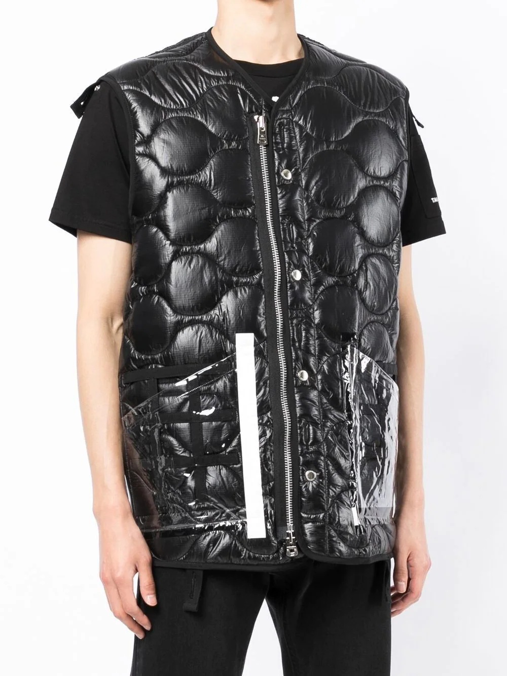 quilted transparent pocket gilet - 3