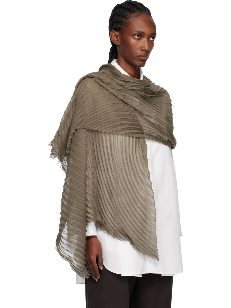 ISSEY MIYAKE Khaki Silk Wool Pleats Stole Scarf outlook