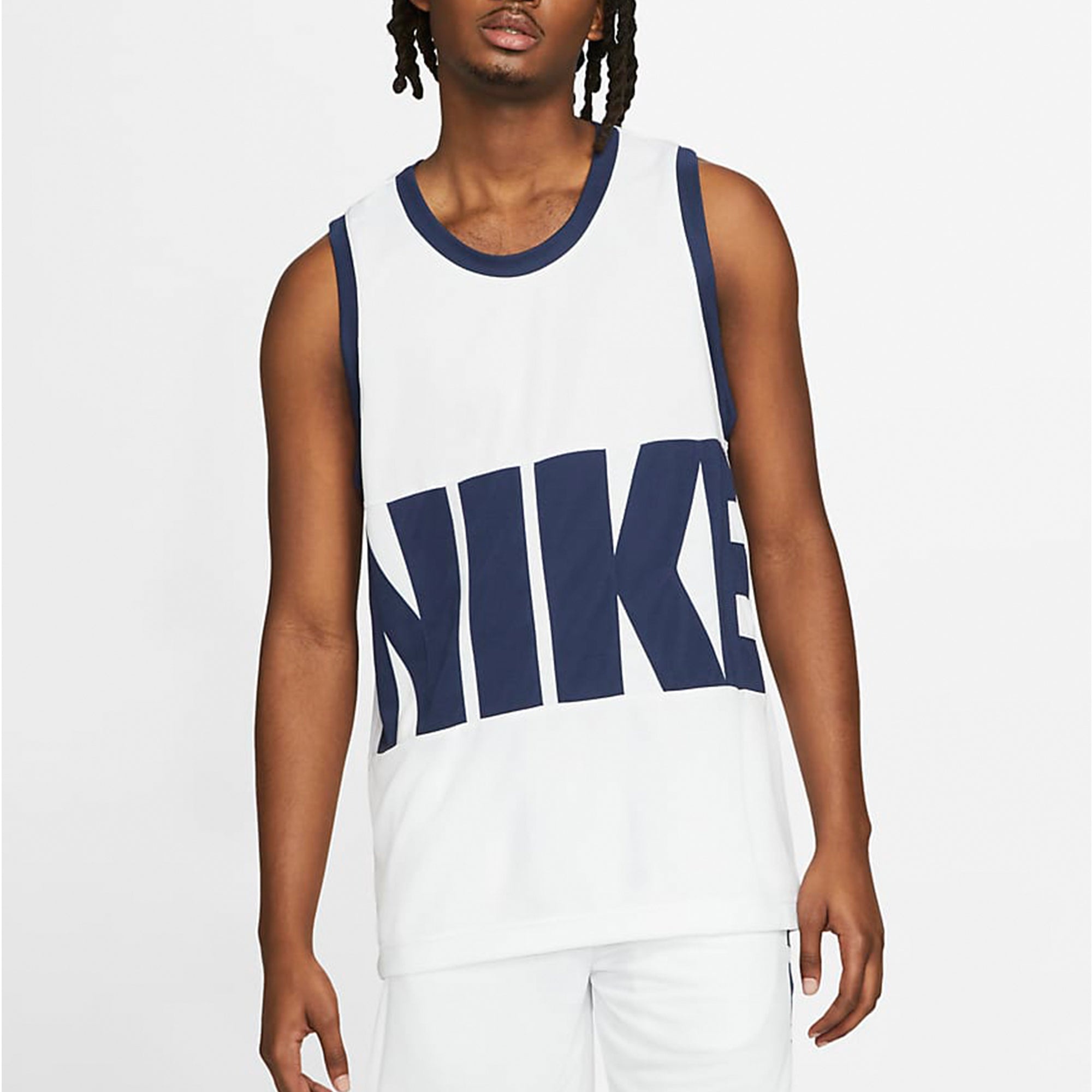 Nike Letter Big Logo Sports Basketball Vest Men's White DA1042-100 - 3