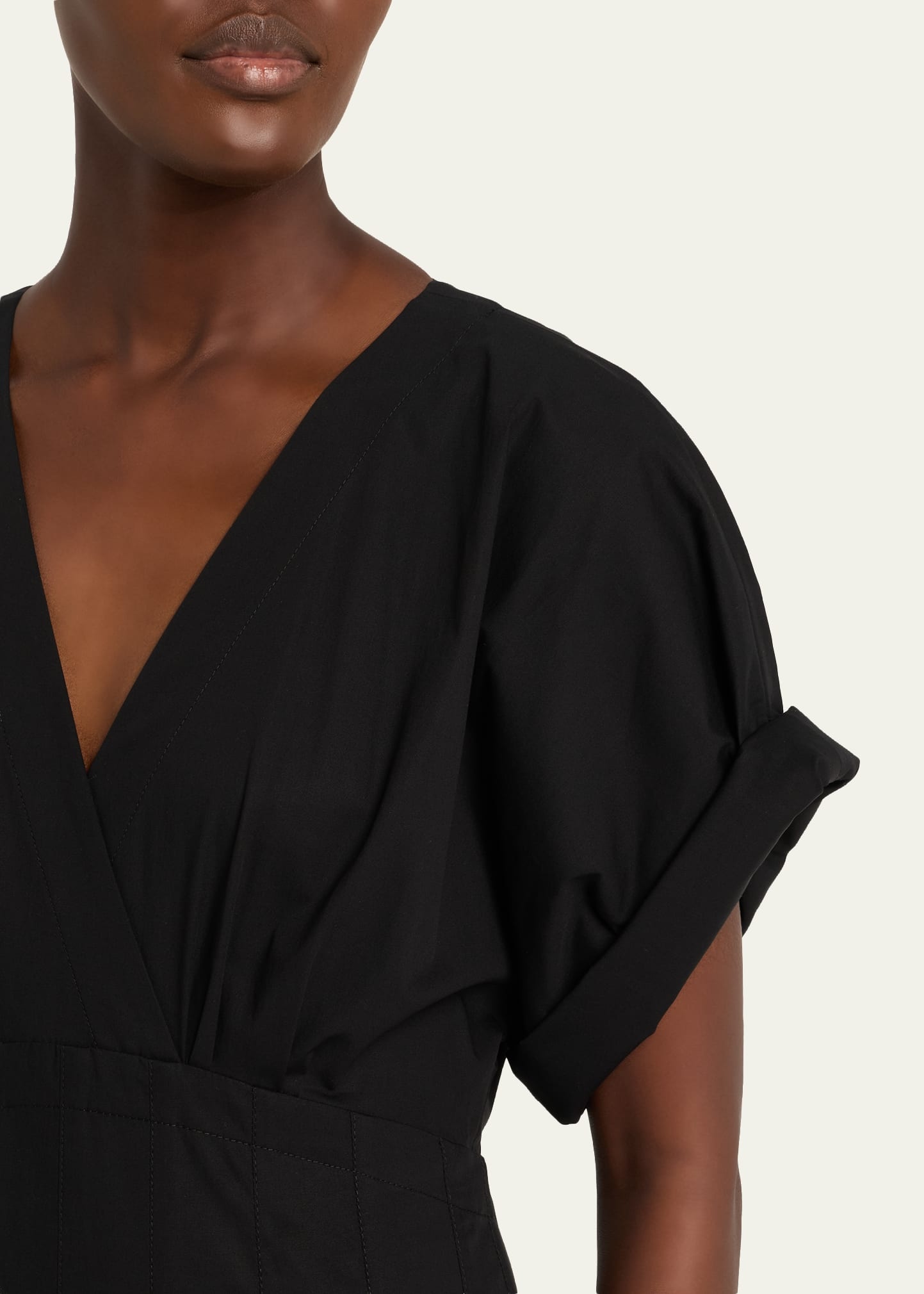 Ciara Short-Sleeve Poplin Drop-Waist Midi Dress - 5