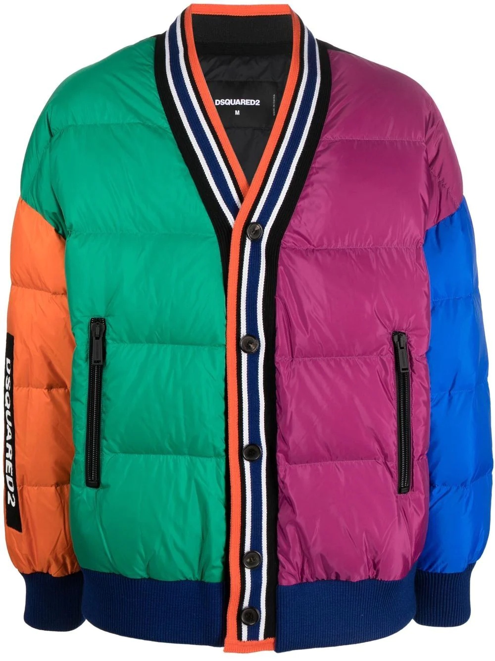 colour block padded jacket - 1