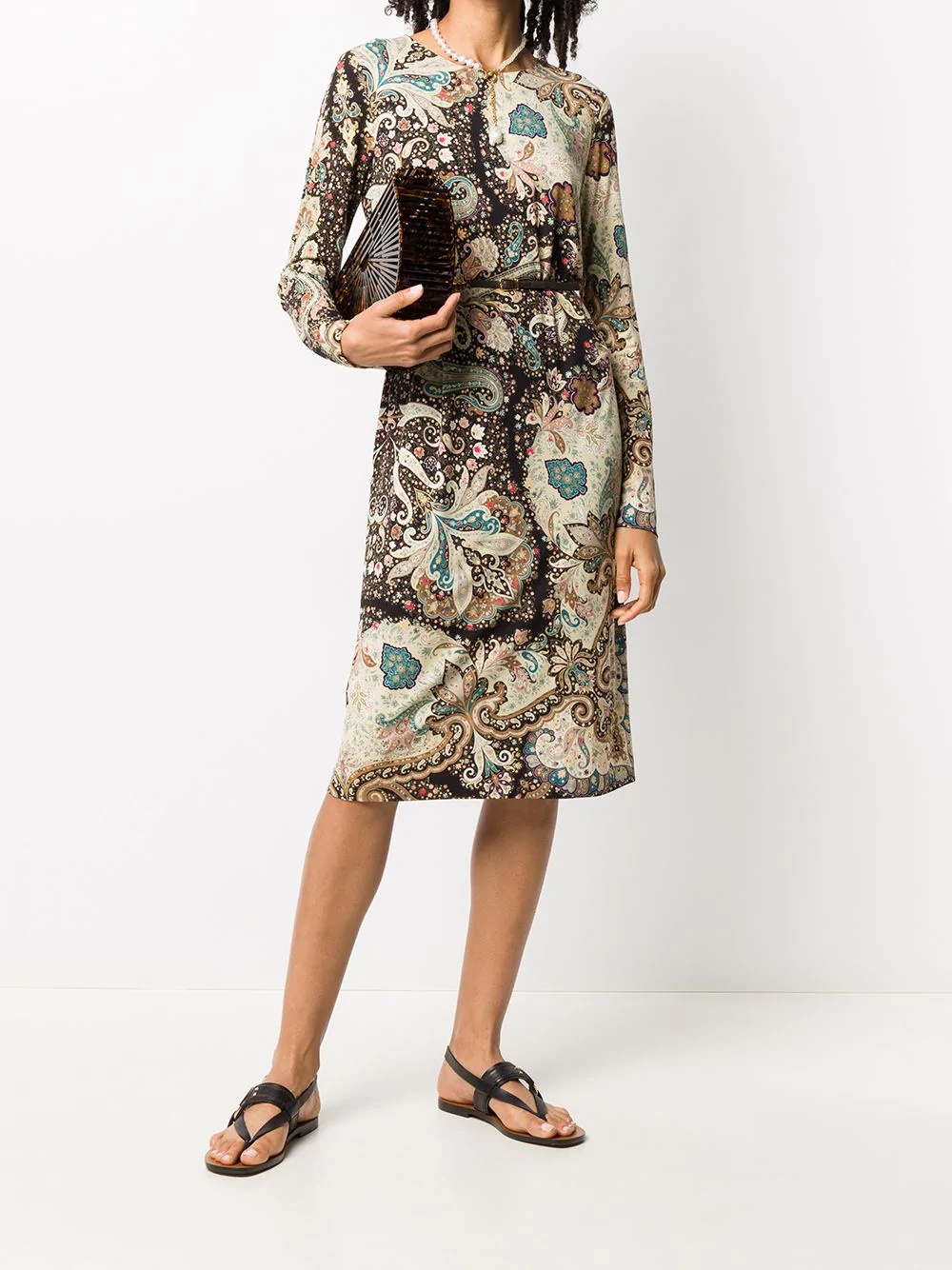 paisley-print long sleeve dress - 2