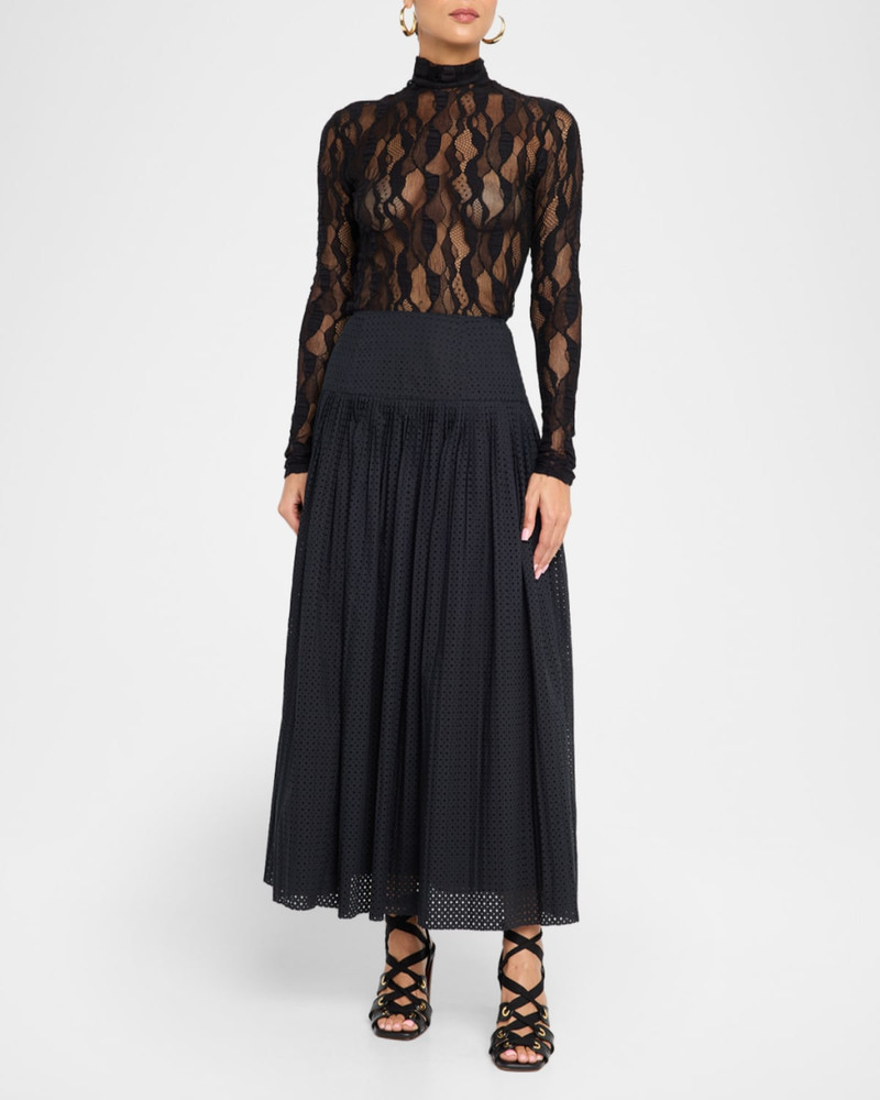 ULLA JOHNSON Nalla A-Line Cotton Midi Skirt outlook