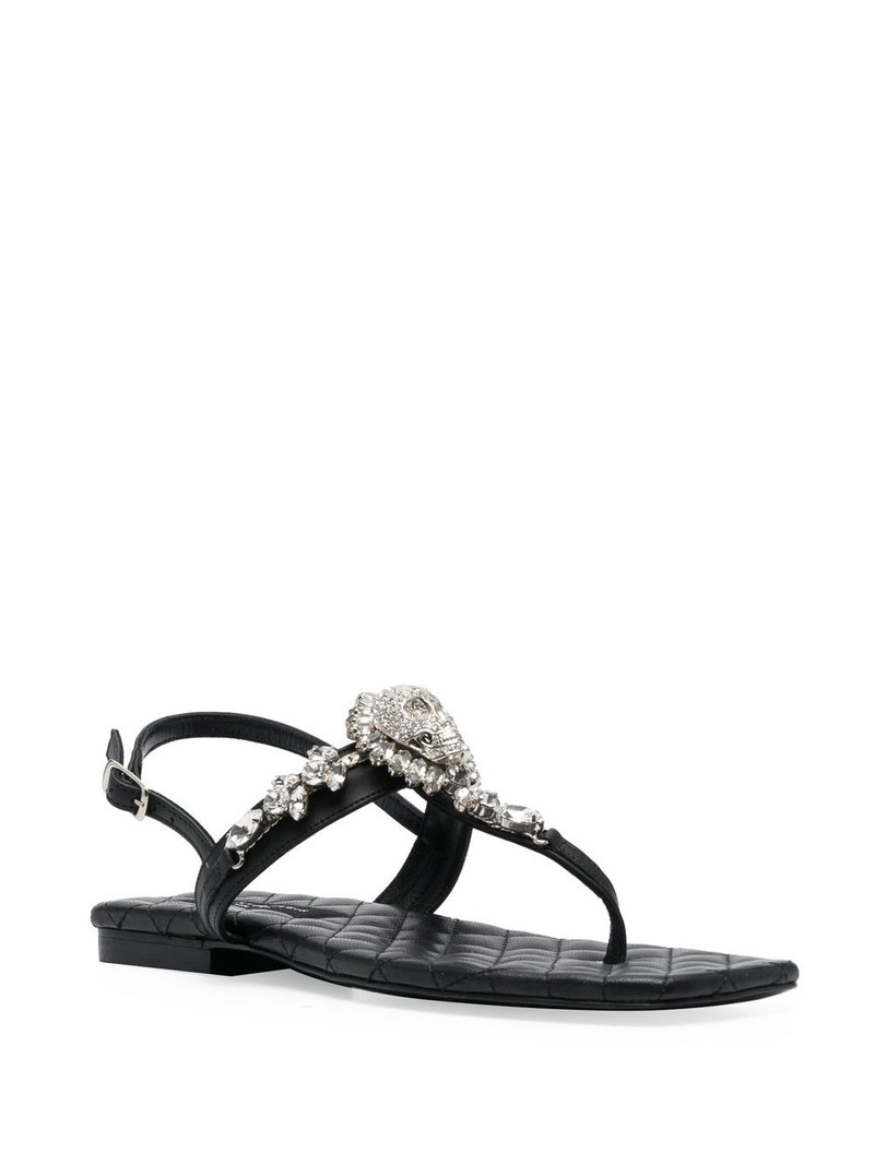 PHILIPP PLEIN crystal-skull leather sandals outlook