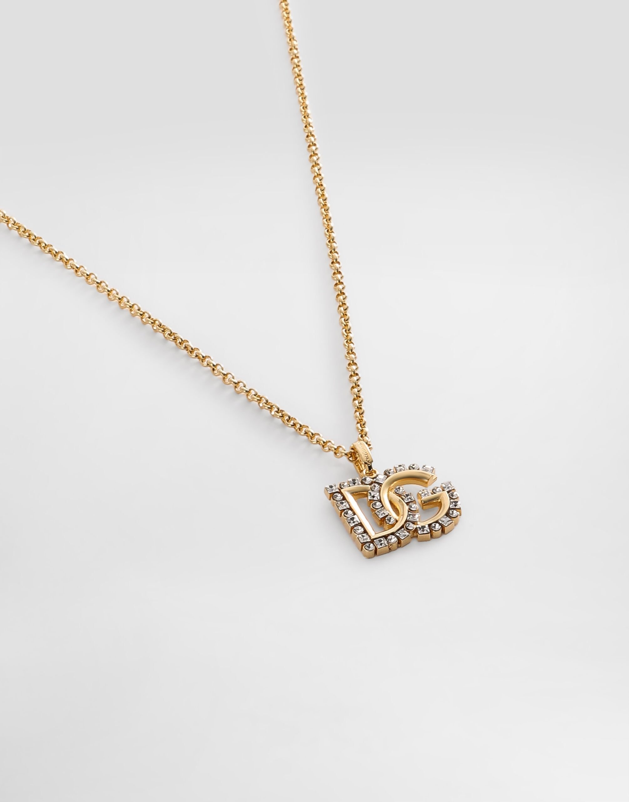 Fine link necklace with rhinestone-detailed DG logo - 3