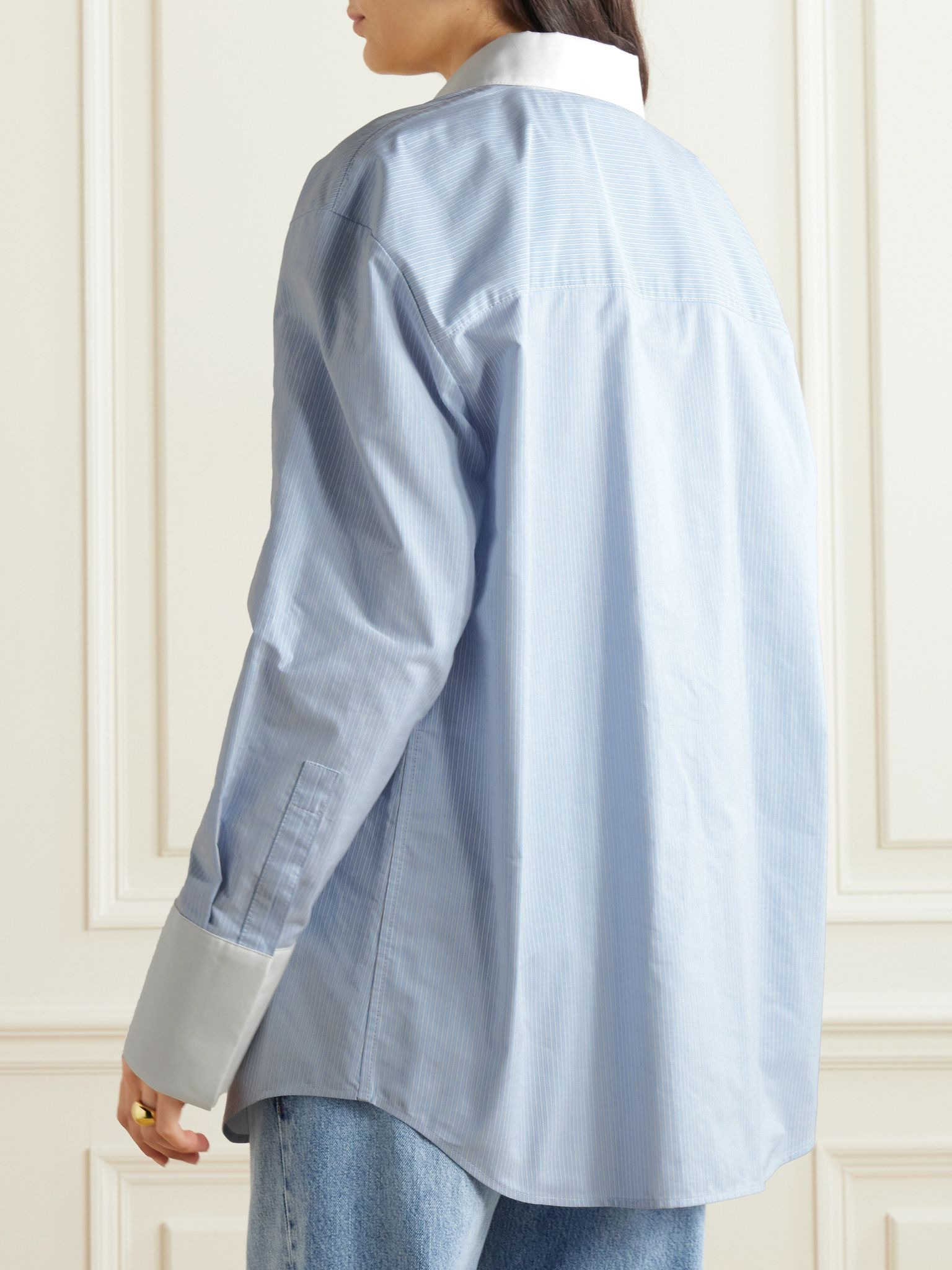 Cotton-poplin shirt Light blue - 4