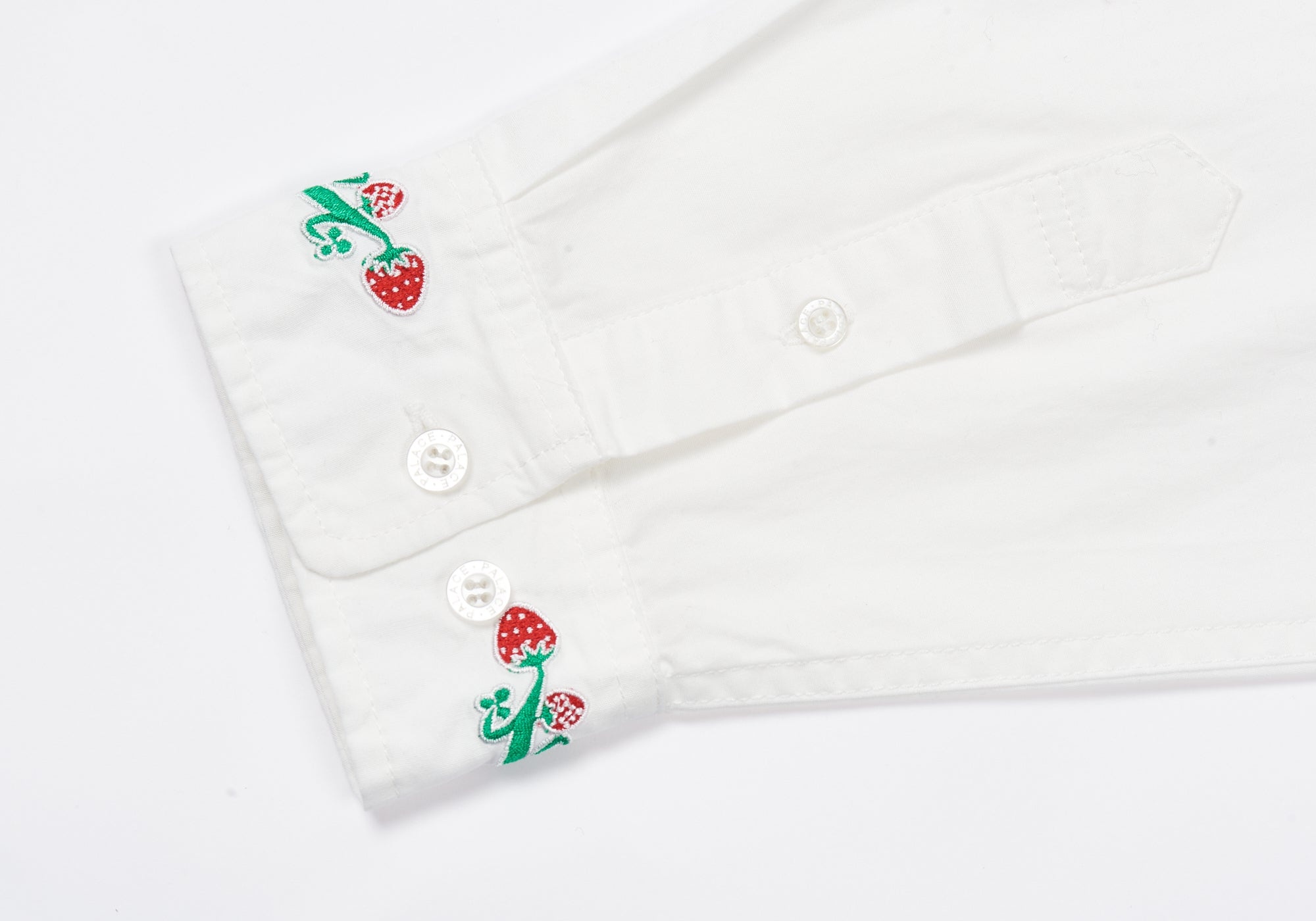 STRAWBERRY EMBROIDERY DENIM SHIRT WHITE - 5