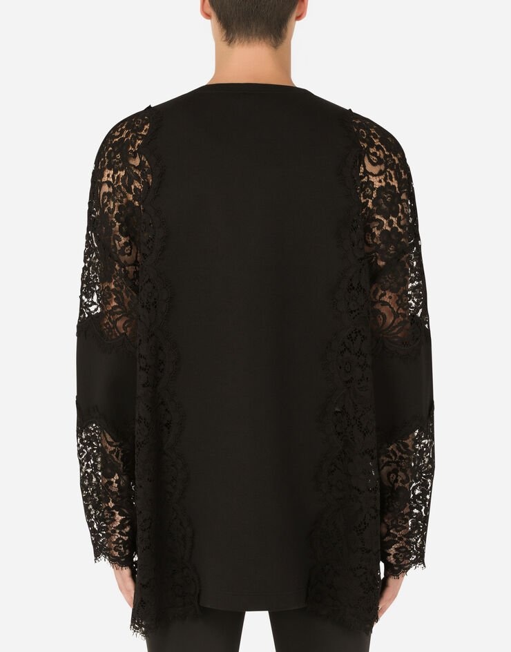 Long-sleeved T-shirt with lace inserts - 2