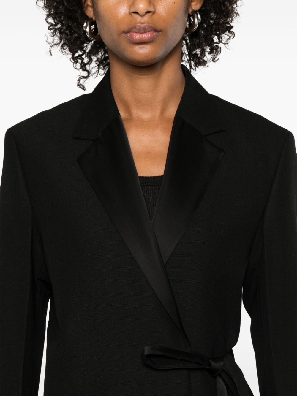 satin-lapels wrap blazer - 5