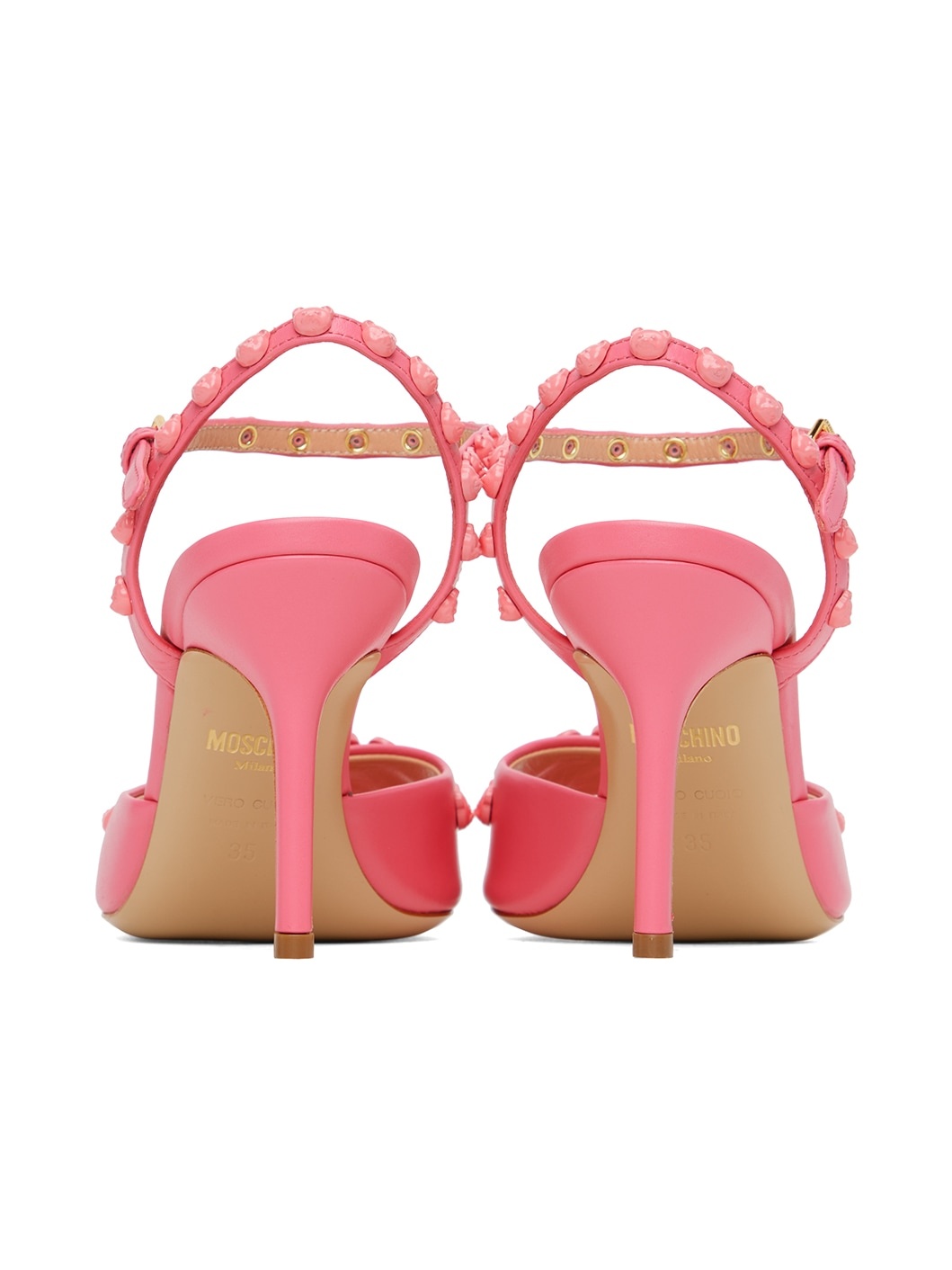 Pink Teddy Studs Heeled Sandals - 2