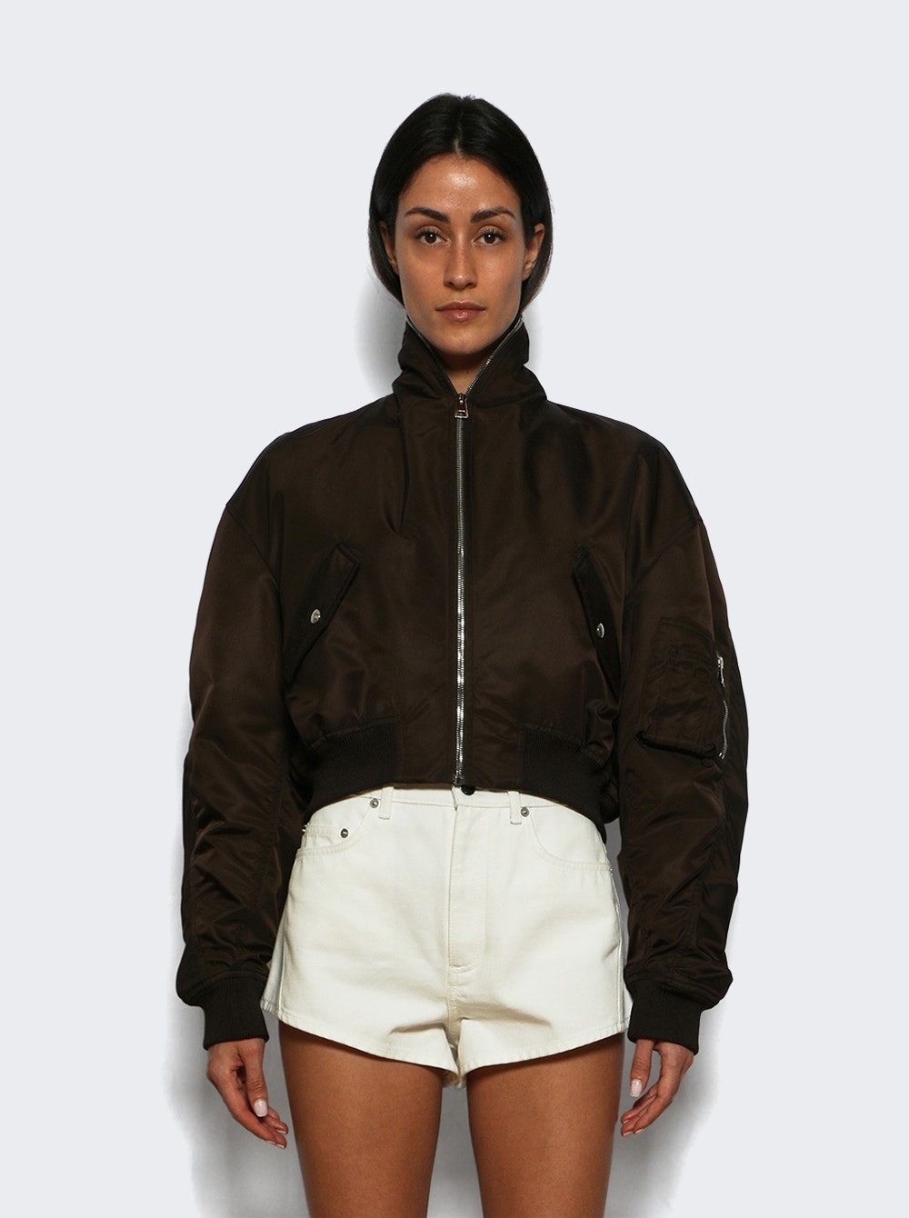 Zipped Shawl Collar Bomber Brown - 2