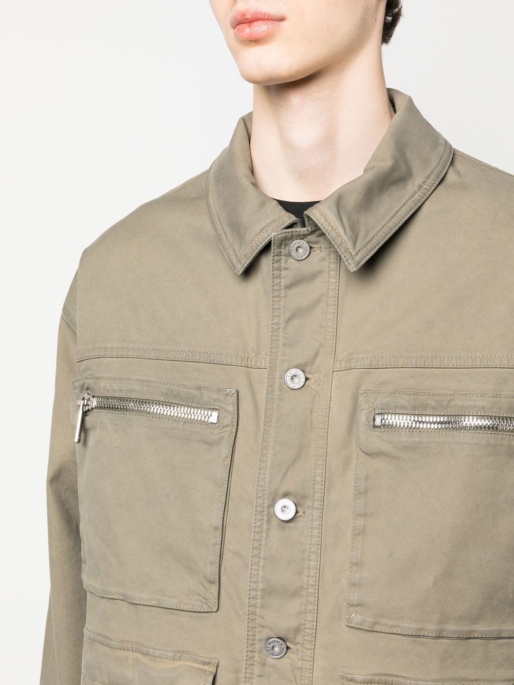 button-up stretch-cotton military jacket - 5
