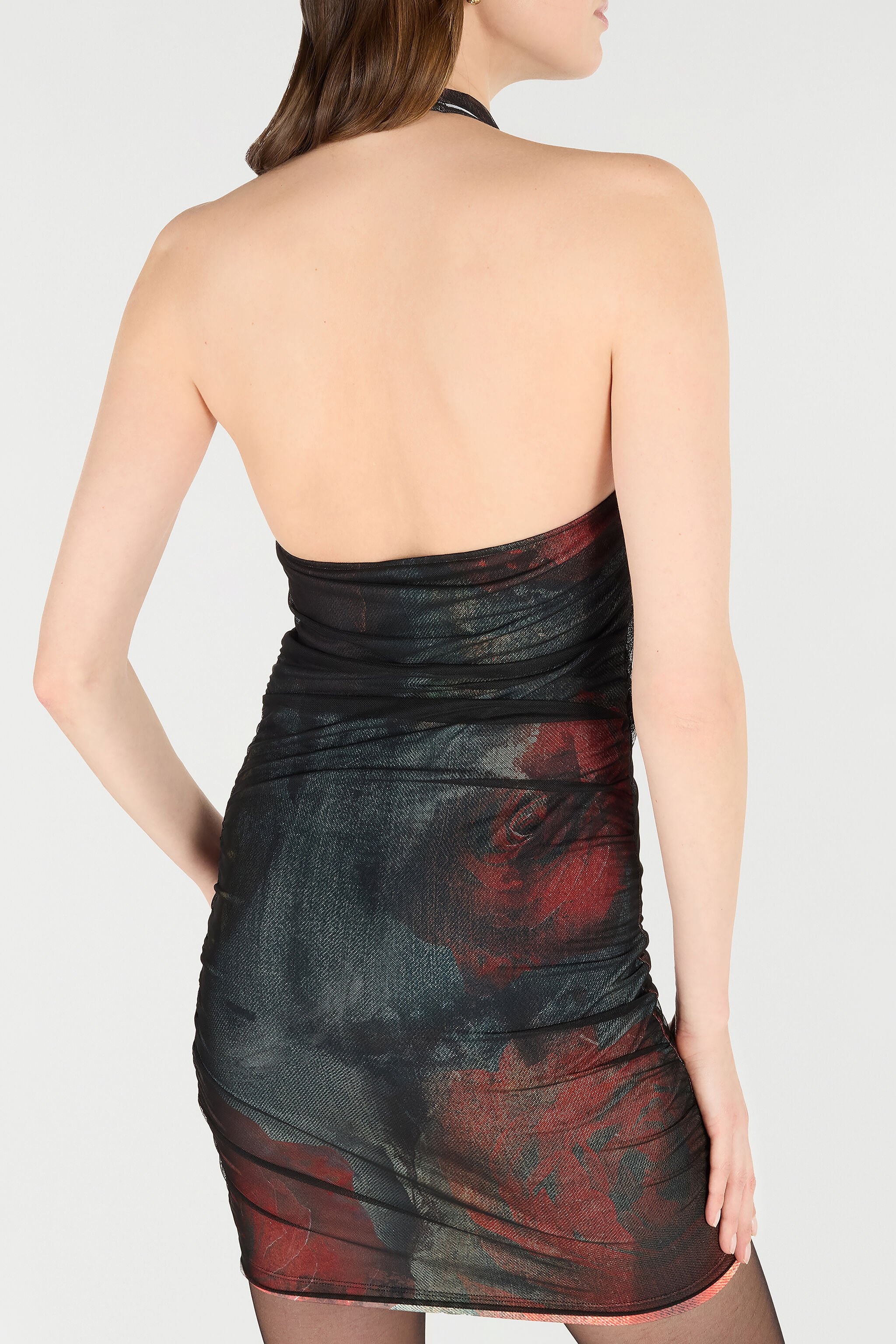 Mini Dress With Rose And Snake Detailing - 7