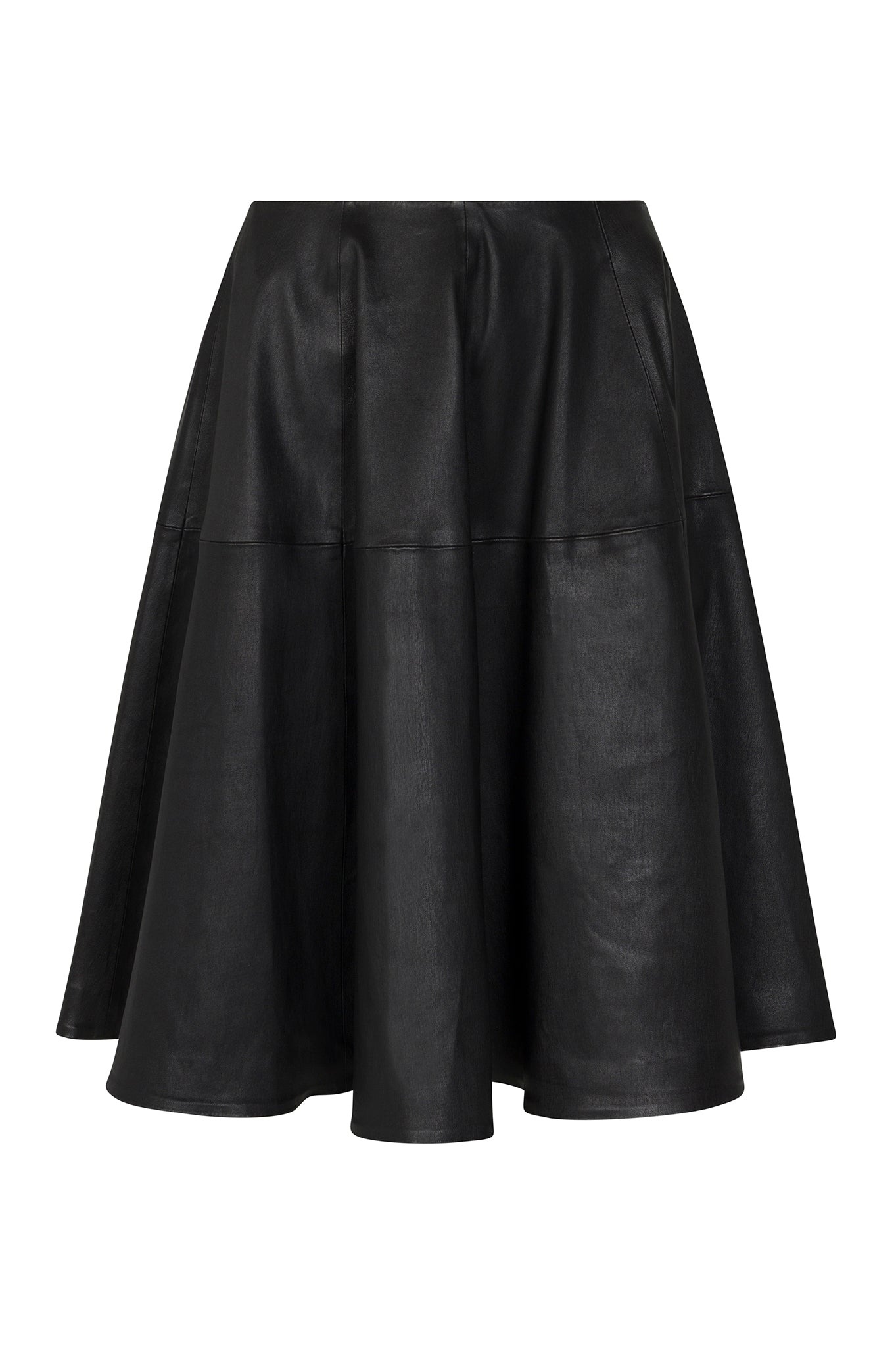 BLACK LEATHER BARDOT SKIRT - 6