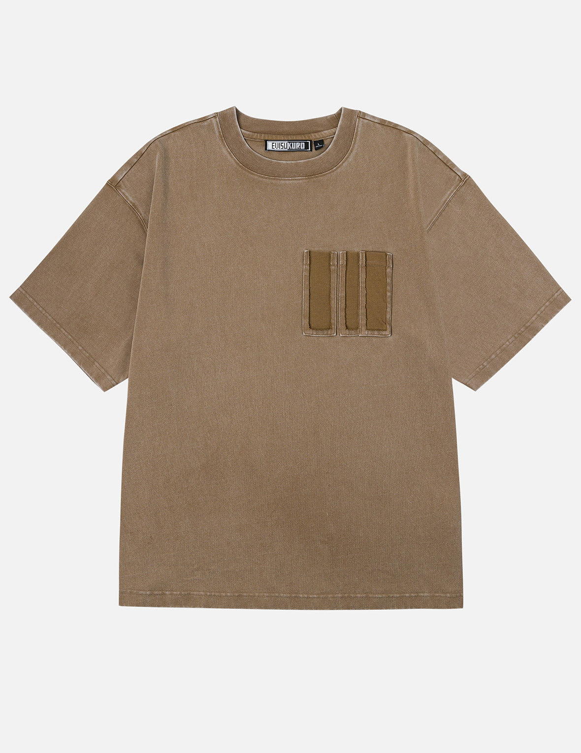 Washed Distressed Pocket and Gradient Print Loose Fit T-shirt - 6
