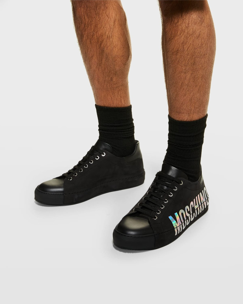 Moschino Men's Iridescent-Logo Low-Top Sneakers outlook