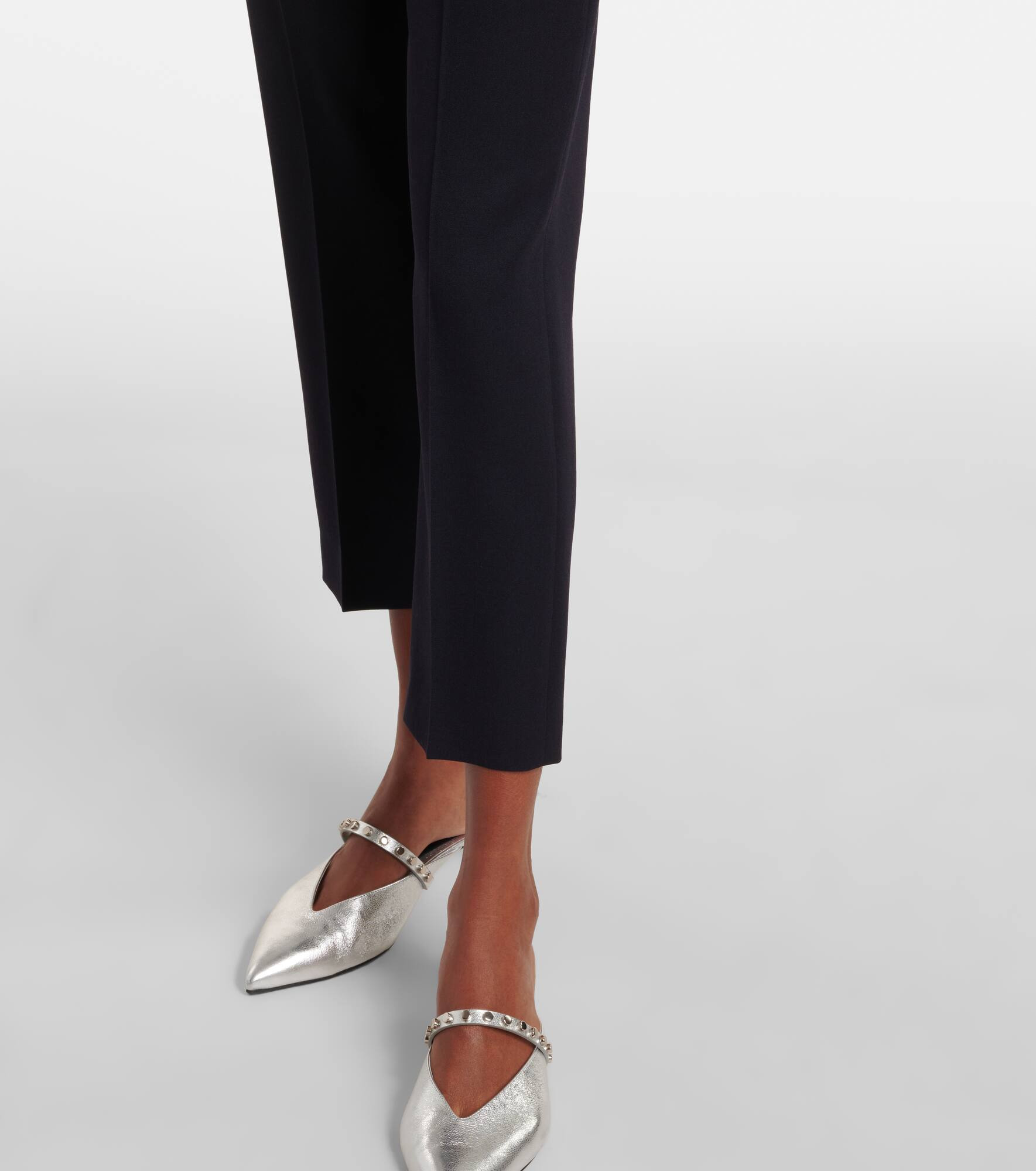 Cropped wool gabardine flared pants - 5
