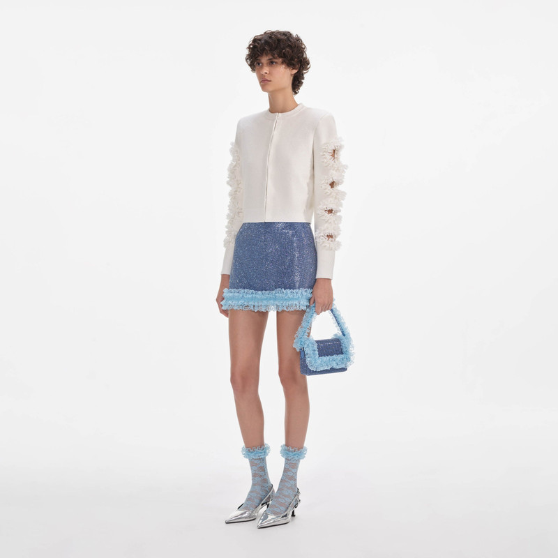 White Cut Out Lace Detail Cardigan 2