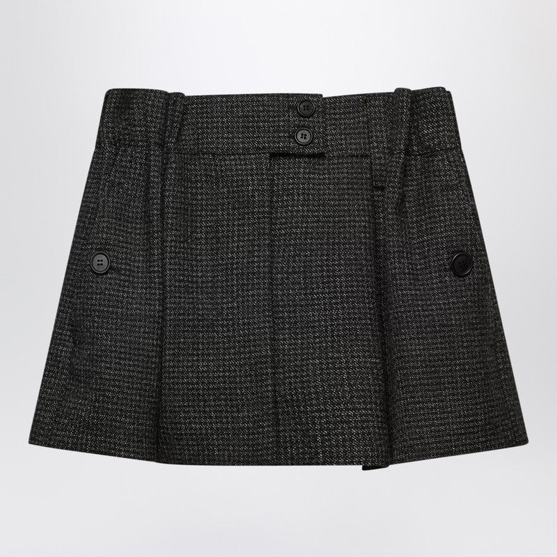 Prada Mini Skirt In Mouliné Wool With Vichy Pattern Women - 1