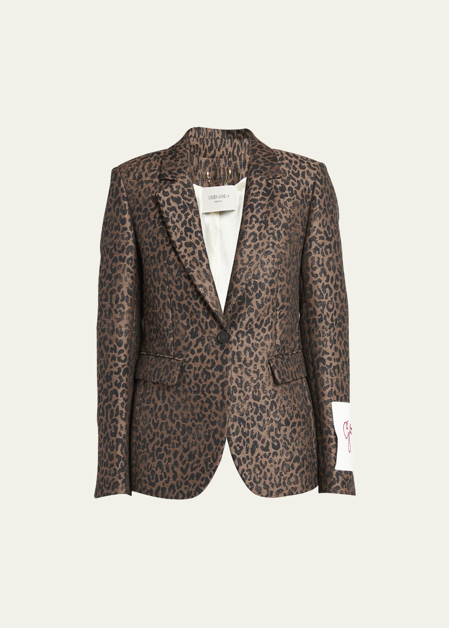 Leopard Jacquard Wool Blazer - 1