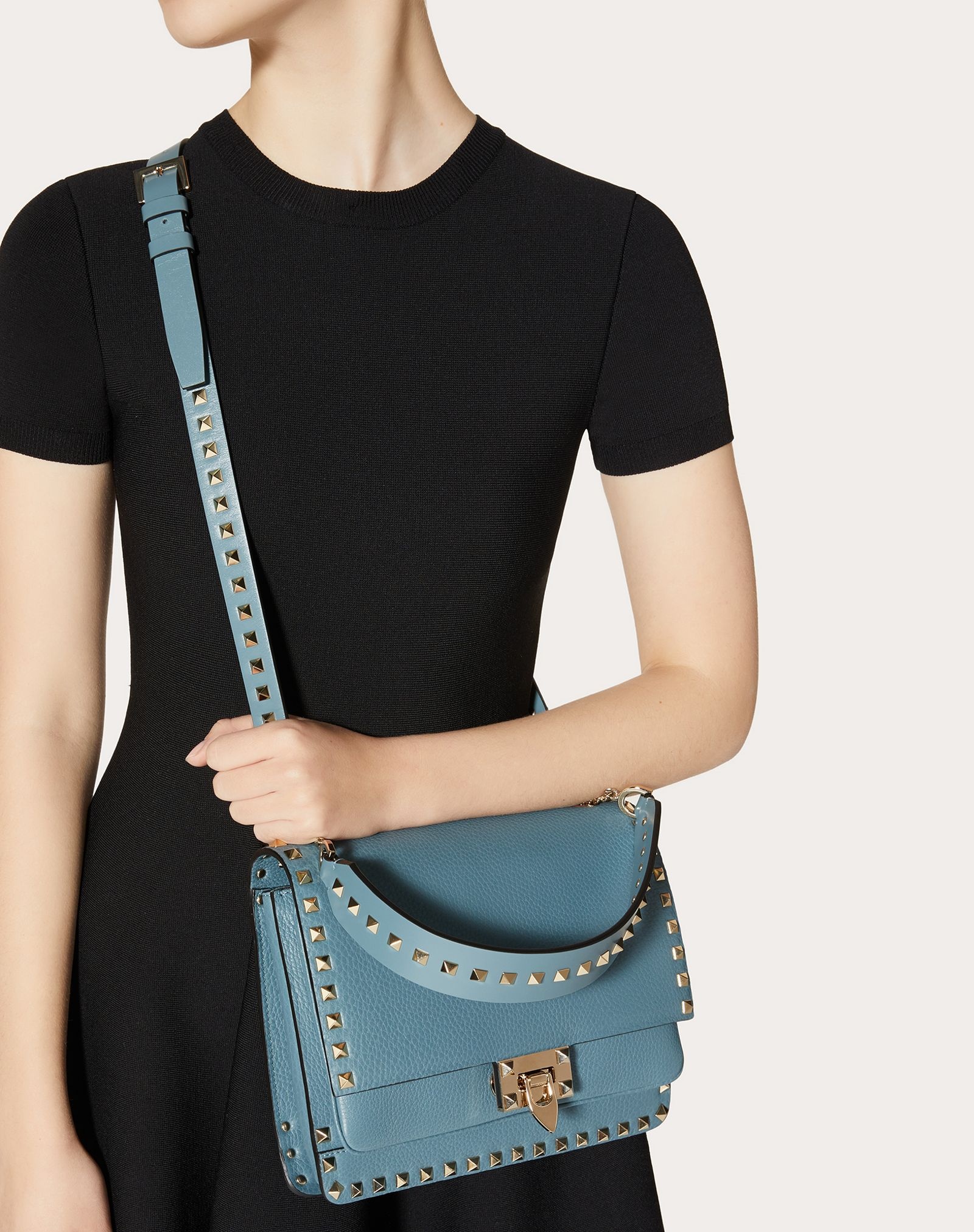 Rockstud Grainy Calfskin Crossbody Bag - 6