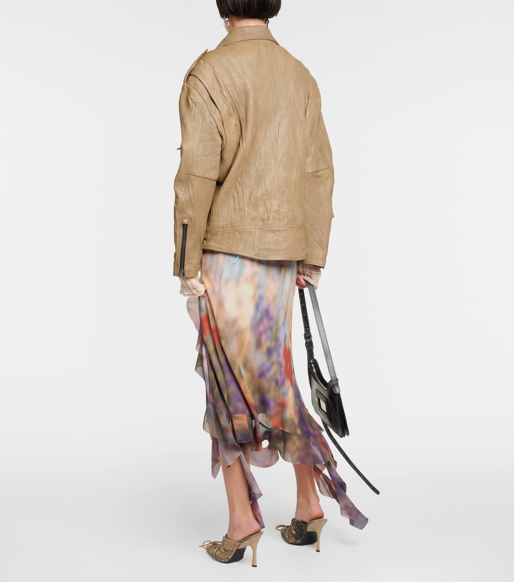 Linor oversized belted leather jacket - 3