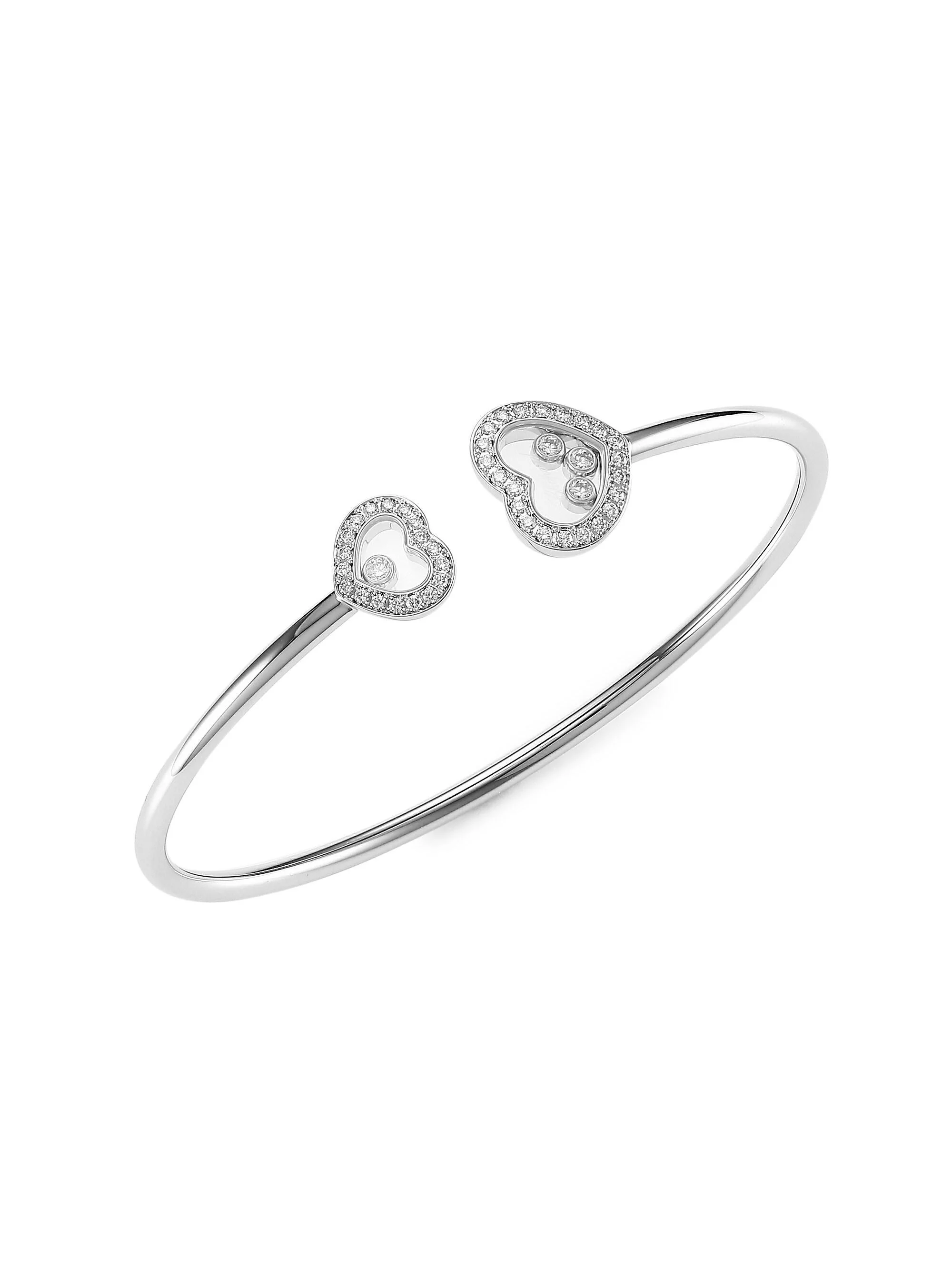 Women's Happy Diamonds 18K White Gold & 0.4 TCW Diamond Bangle Bracelet - White Gold - 1