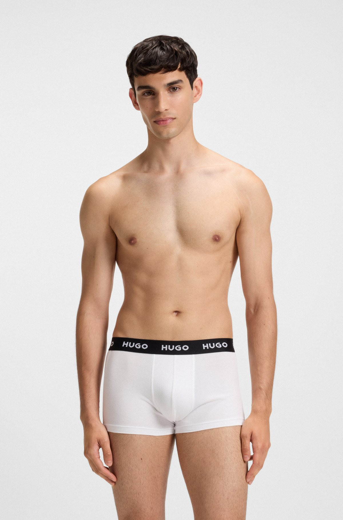 THREE-PACK OF LOGO-WAISTBAND TRUNKS IN STRETCH COTTON - 2