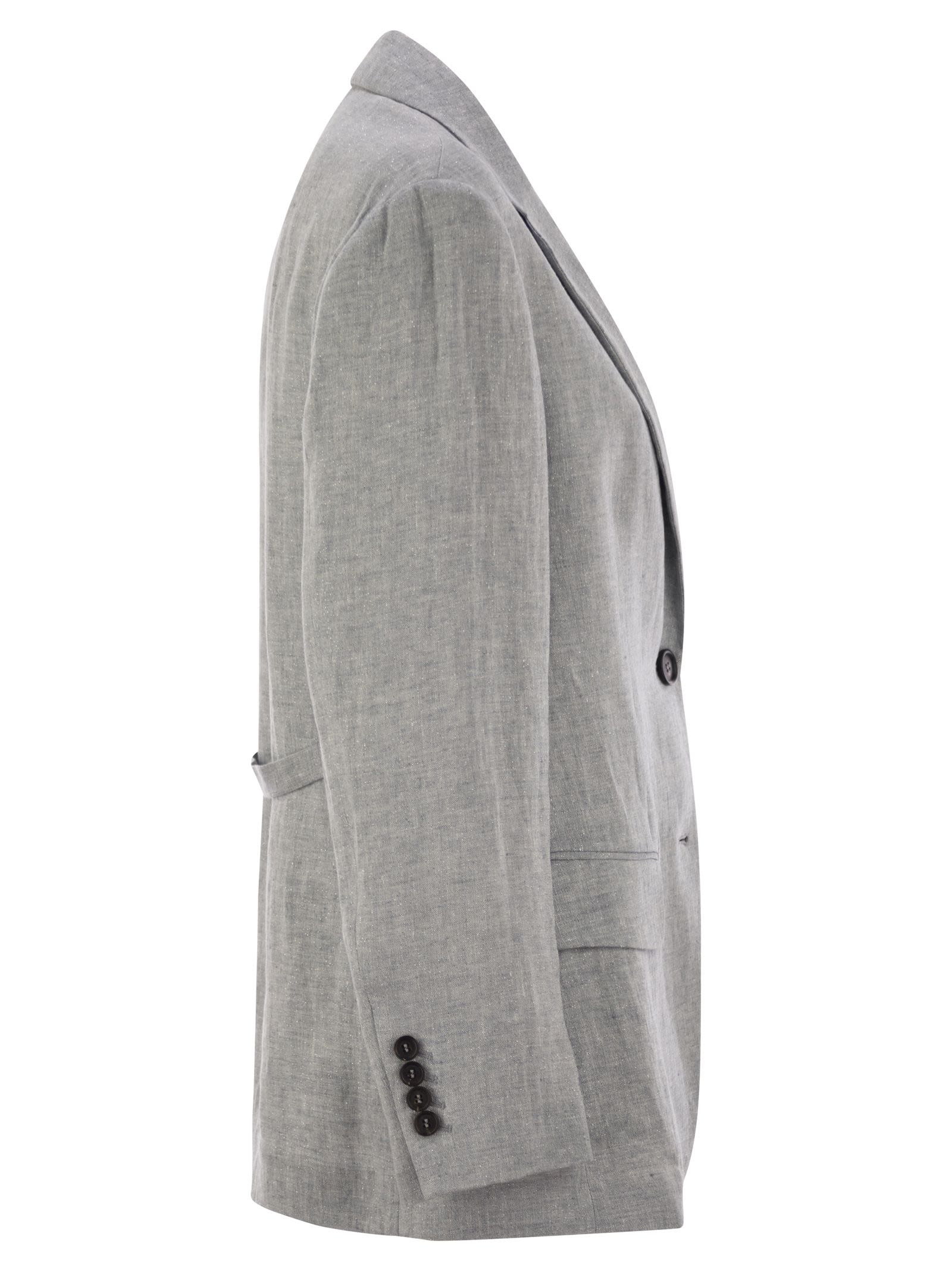 Brunello Cucinelli Women Sparkling Linen Canvas Jacket With Jewellery - 3