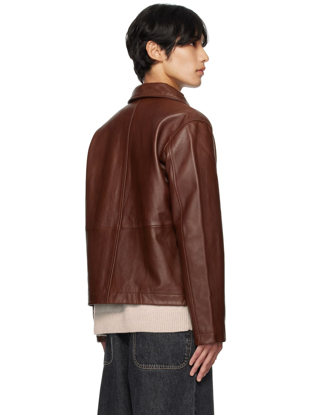 Tan Short Leather Jacket - 3