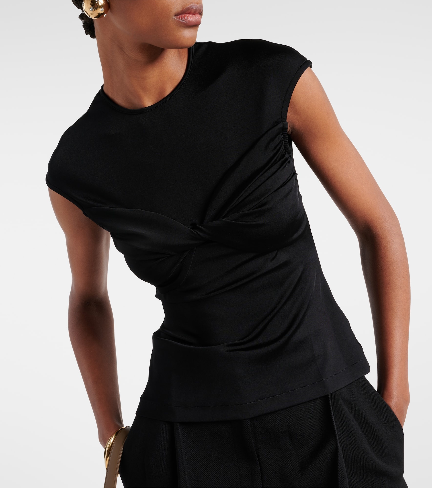 Paola twist-detail jersey top - 5