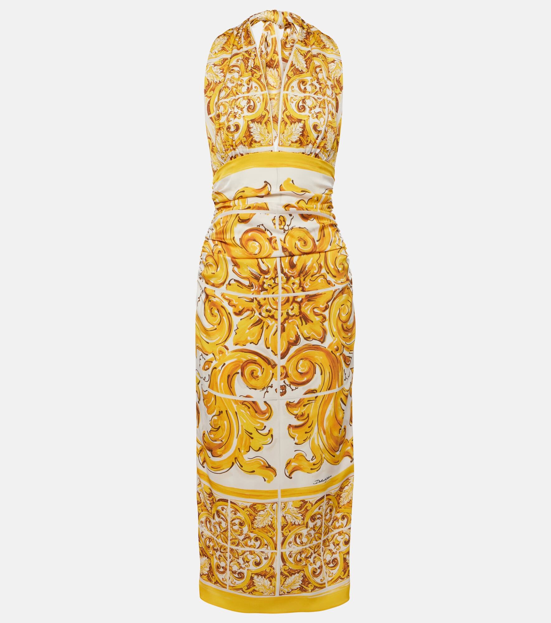 Dolce Gabbana Majolica silk-blend midi dress mytheresa