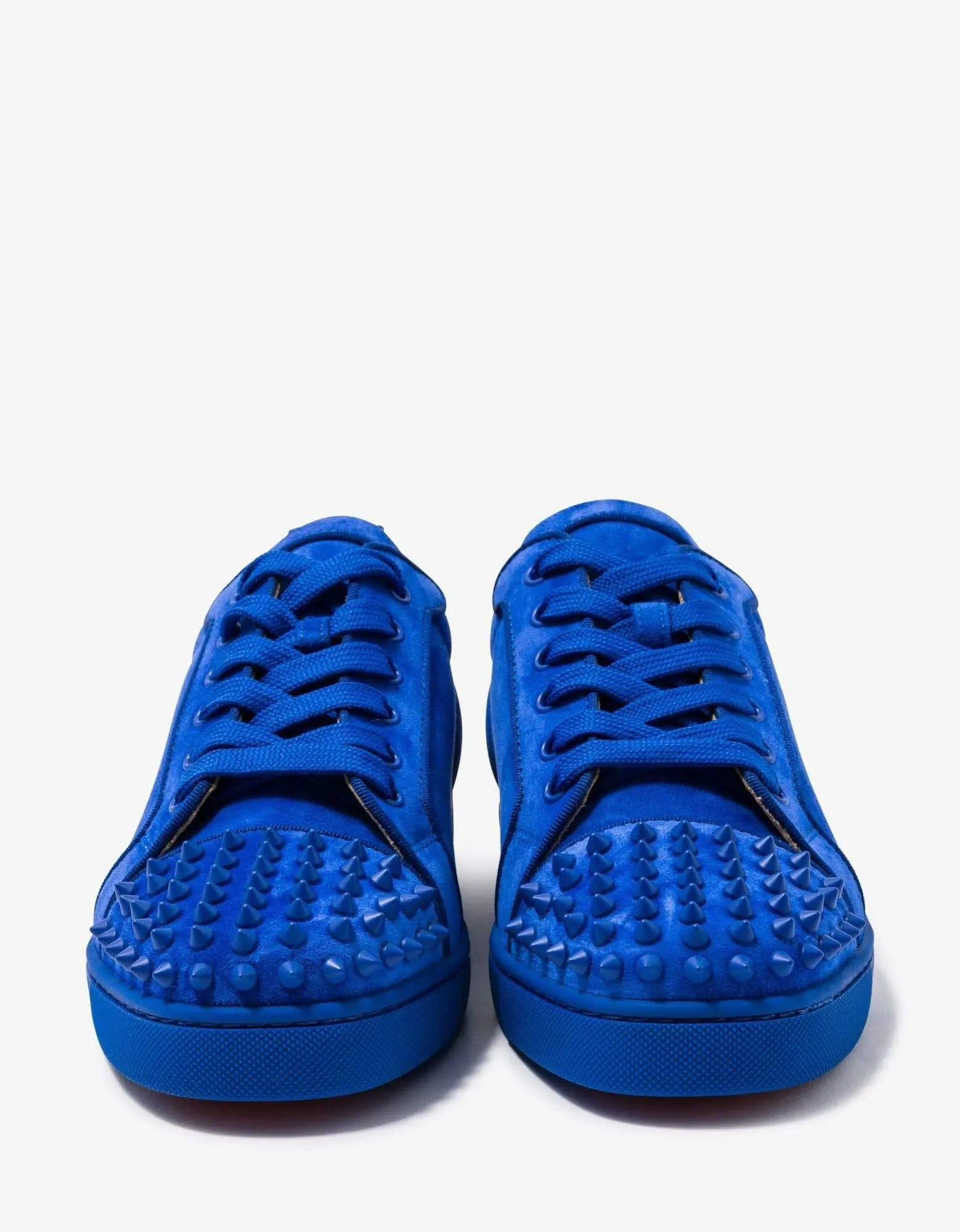 Christian Louboutin Louis Junior Spikes Orlato Blue Suede Trainers - 5