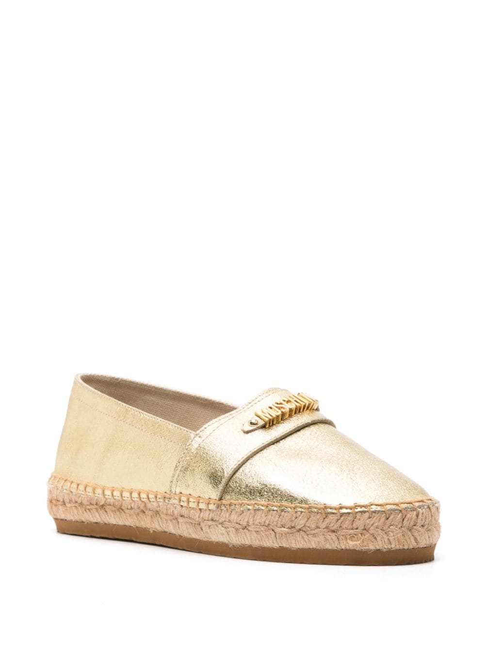 logo-lettering metallic leather espadrilles - 2