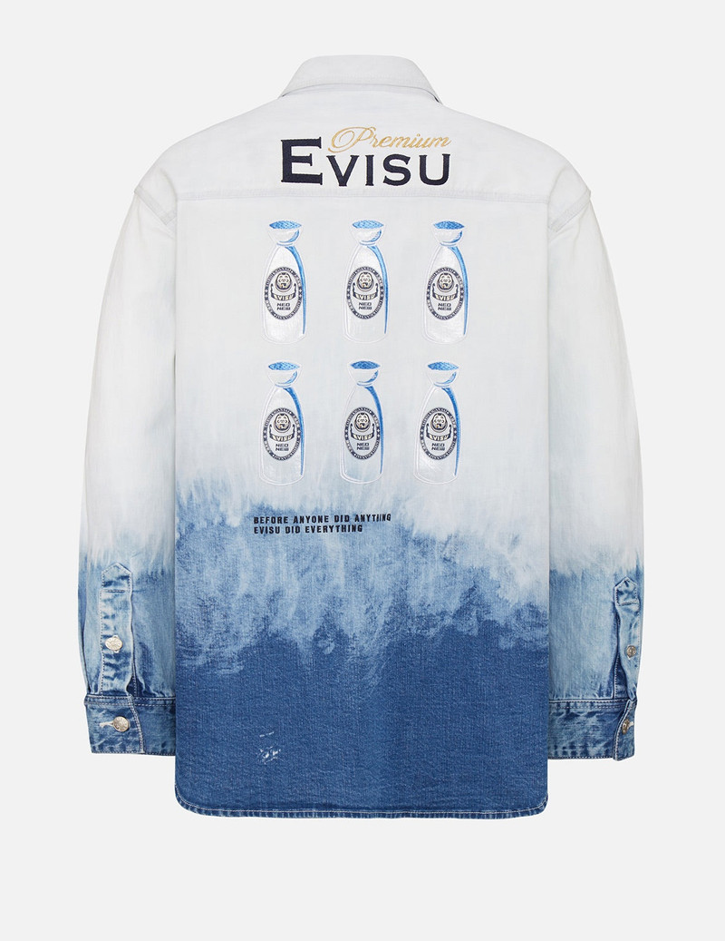 Sake Bottle Embroidered Tie-dye Denim Shirt Jacket 18