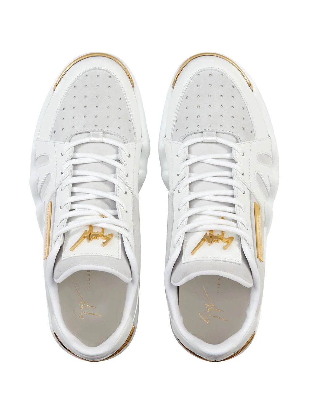 tonal panelled perforated sneakers - 4