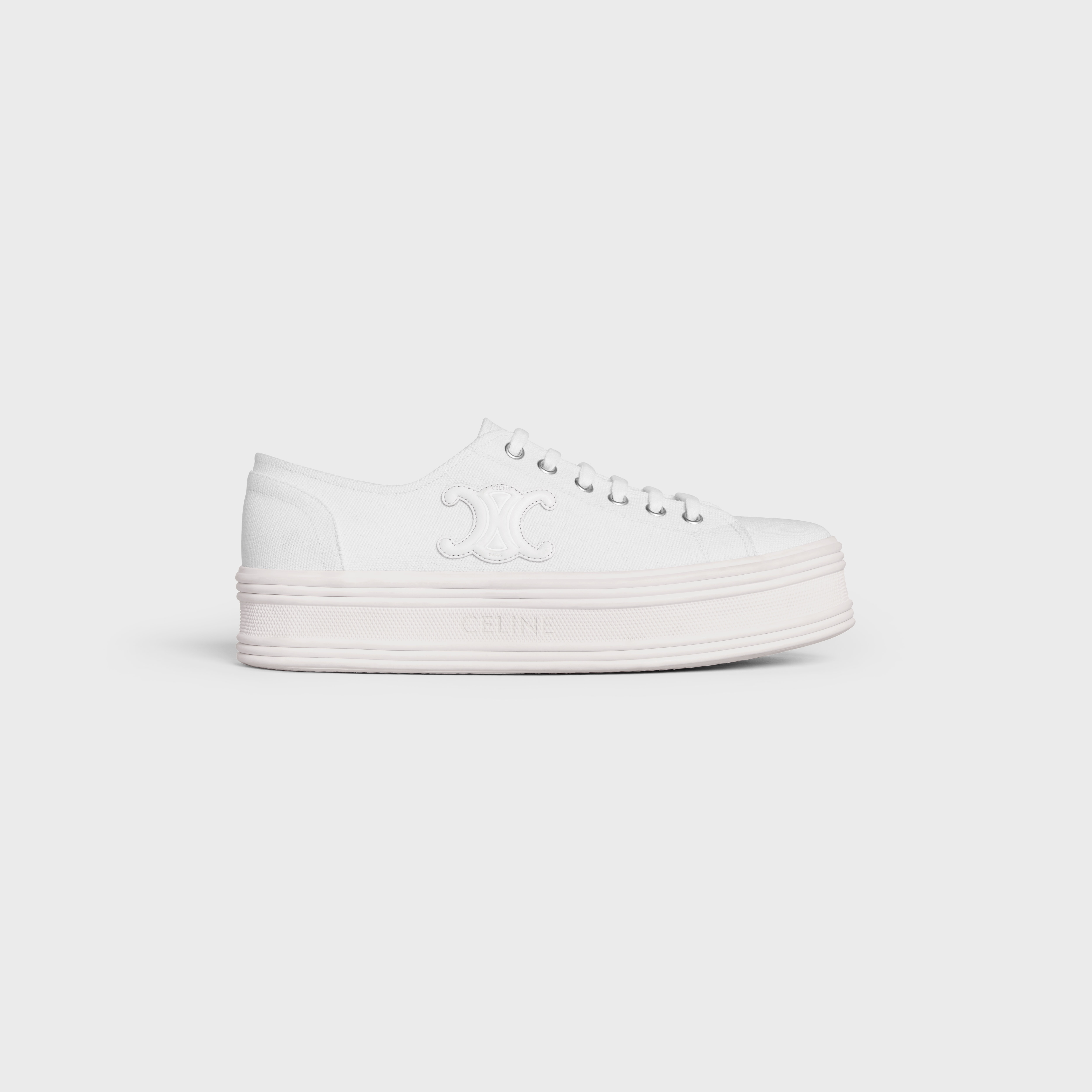 JANE LOW LACE-UP SNEAKER in CANVAS AND CALFSKIN - 1