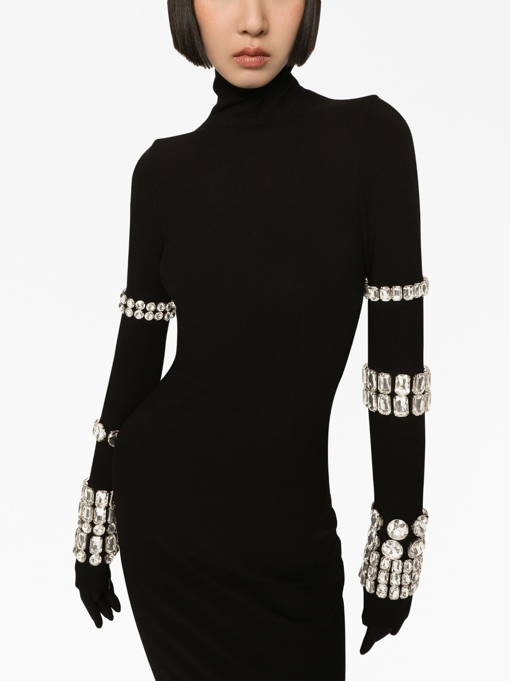 x Kim Kardashian embellished stretch-knit midi dress - 4