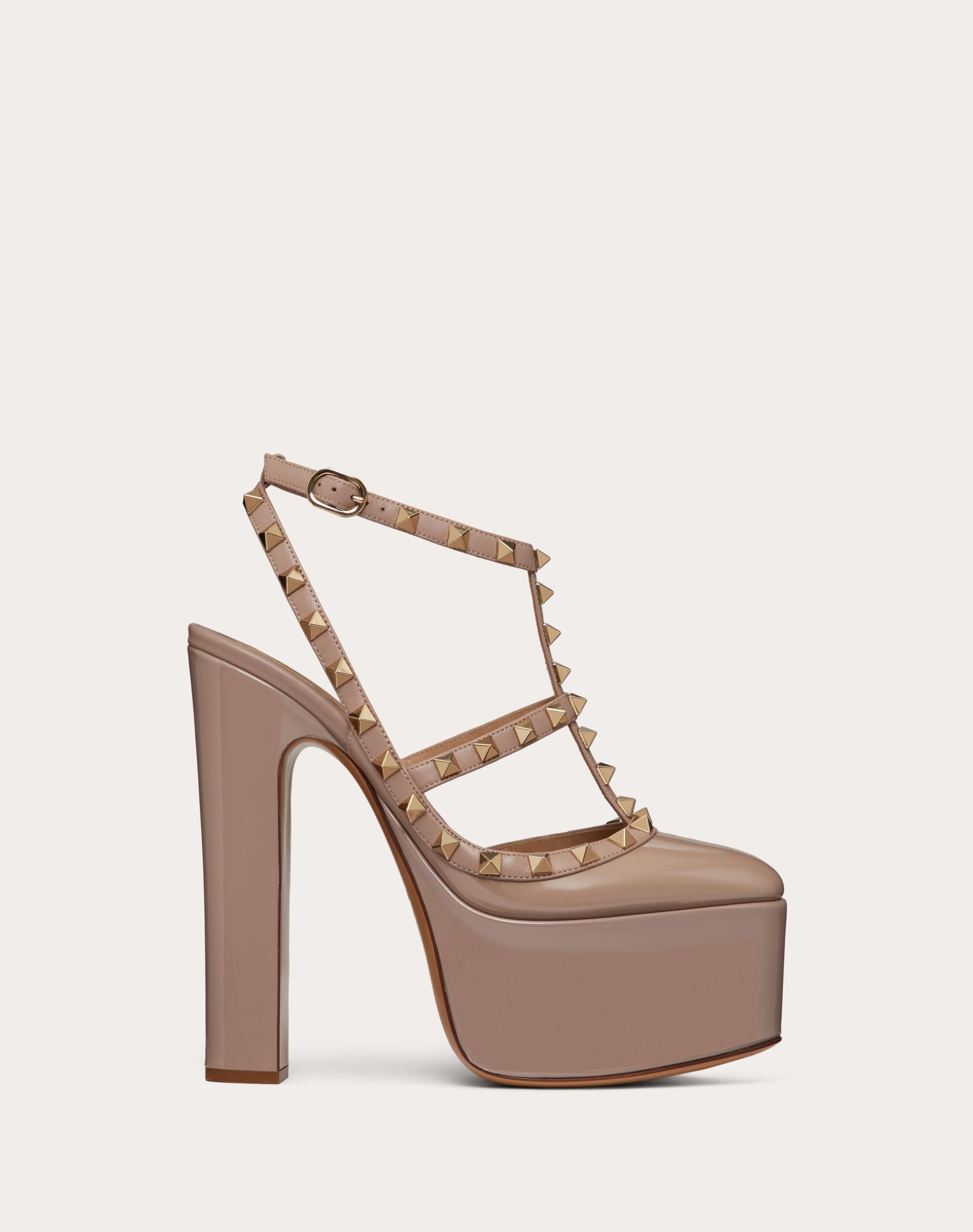 ROCKSTUD PLATFORM PUMP IN PATENT LEATHER 155 MM - 1