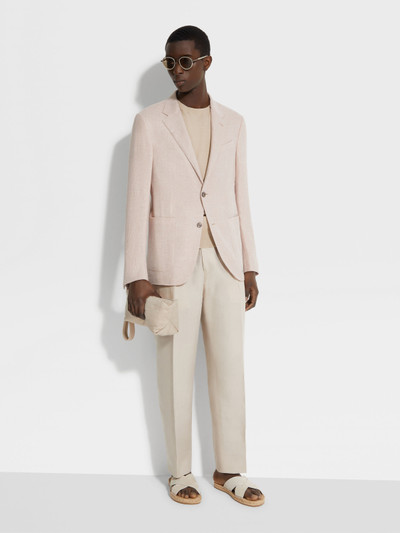 ZEGNA DUST PINK CROSSOVER LINEN WOOL AND SILK BLEND JACKET outlook