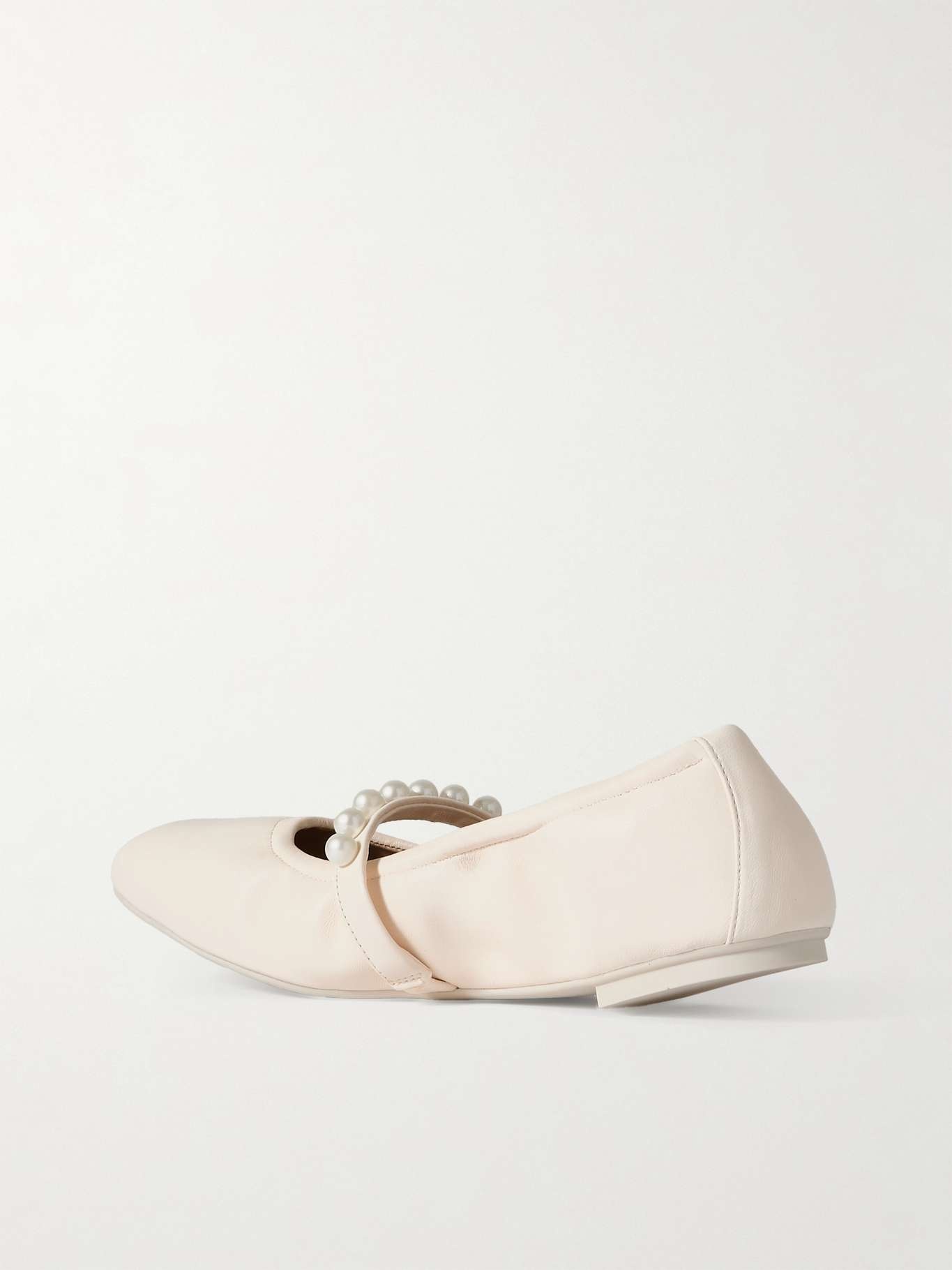 Goldie faux pearl-embellished leather ballet flats - 3