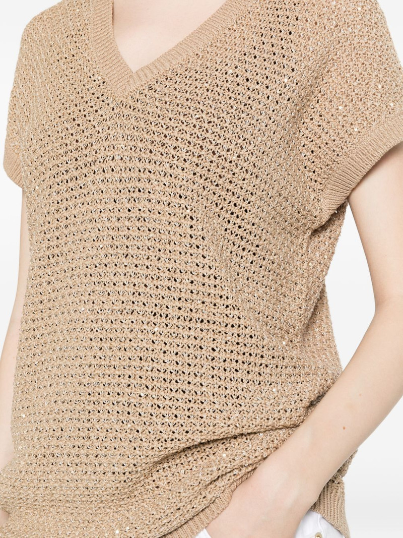 sequin-embellished V-neck vest 5