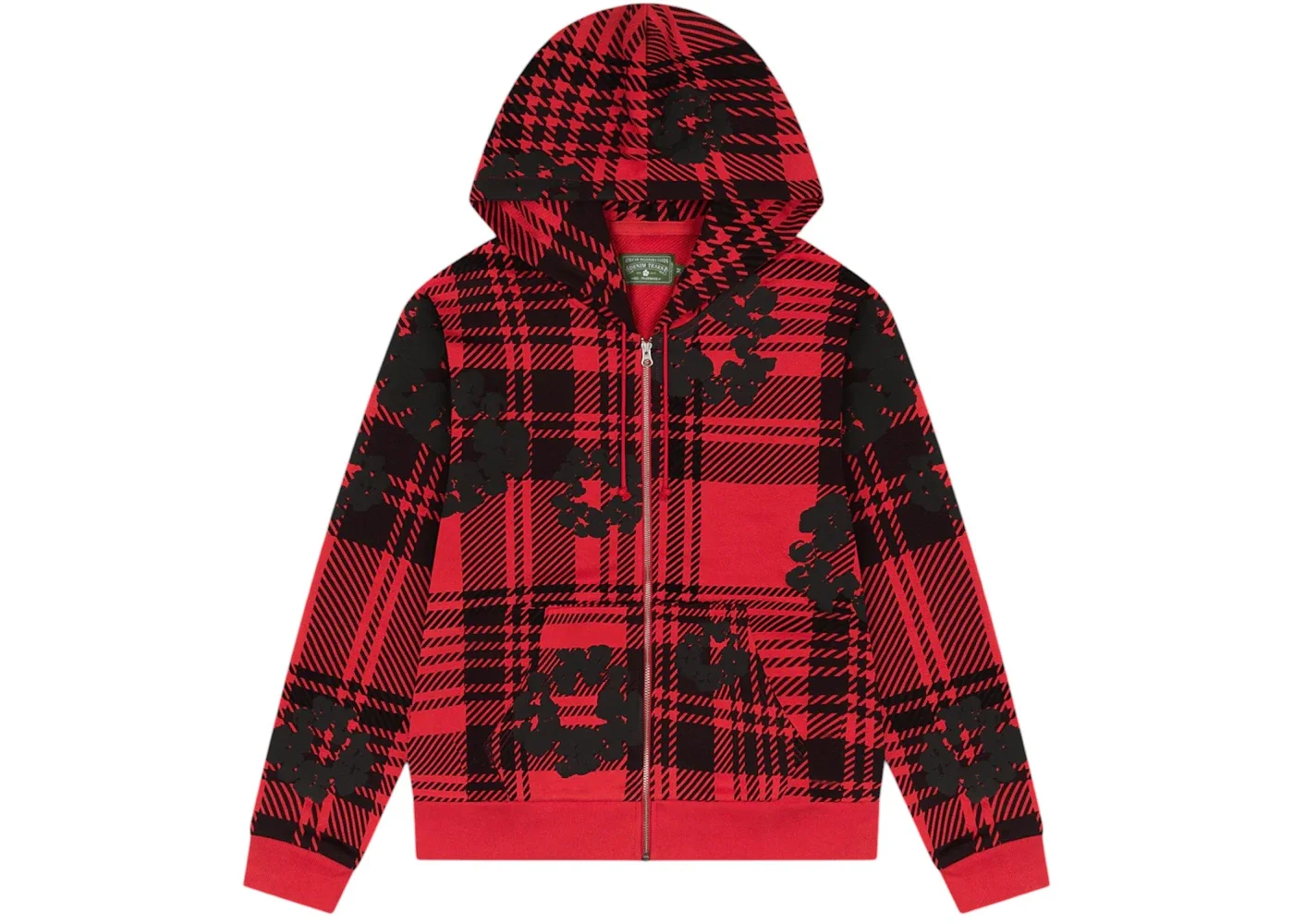 Denim Tears Plaid Cotton Wreath Zip Hoodie Red - 1