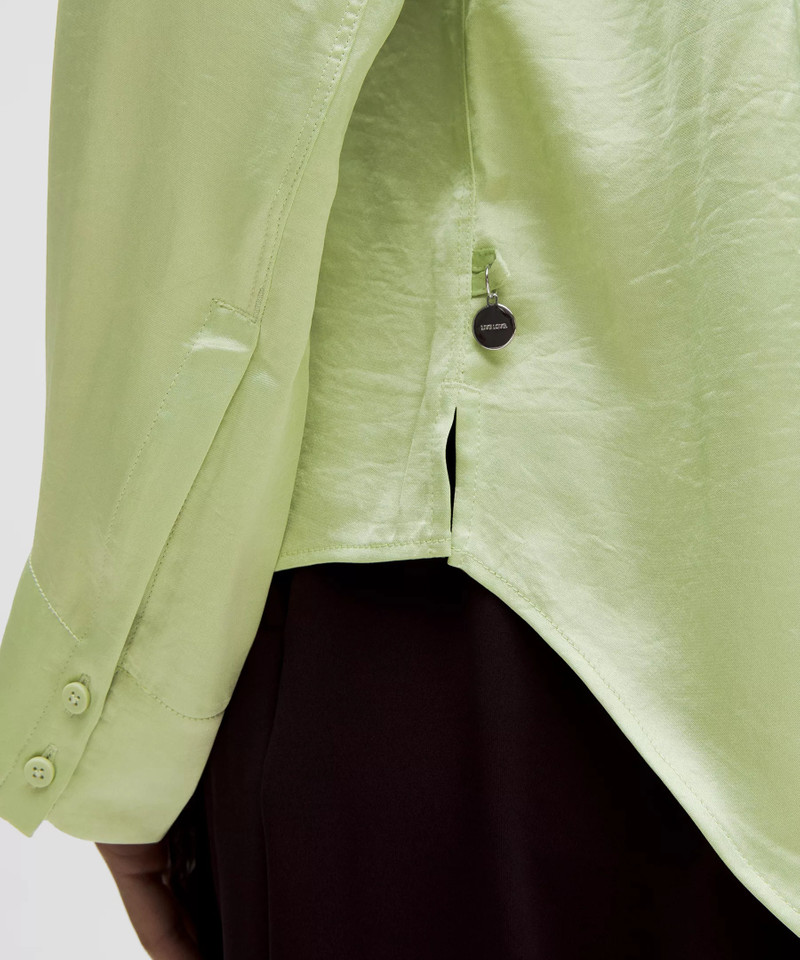 Logo Charm Satin Collared Long-Sleeve Shirt 5