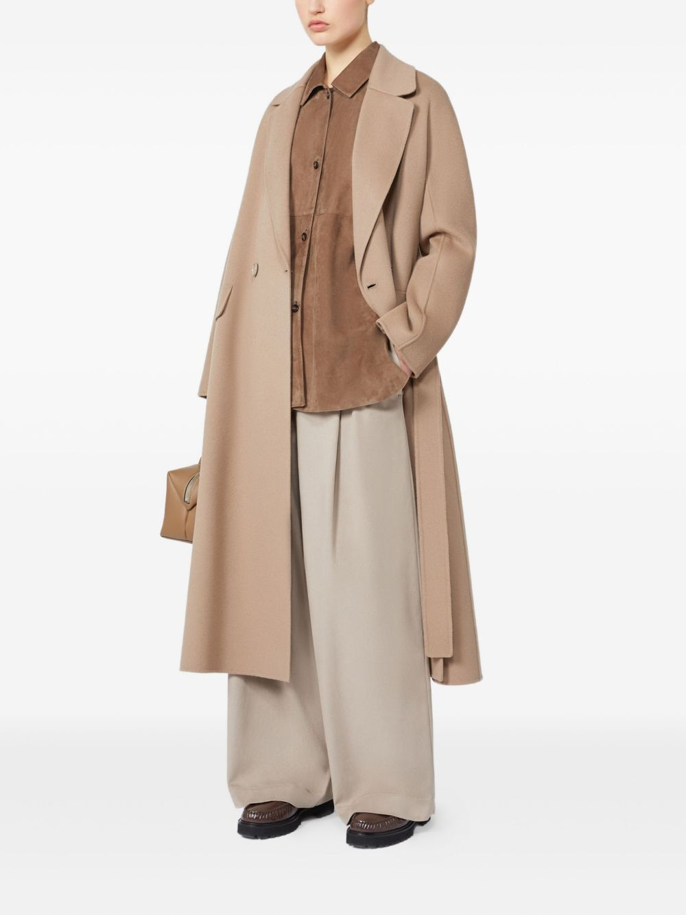 belted notched-lapel coat - 3