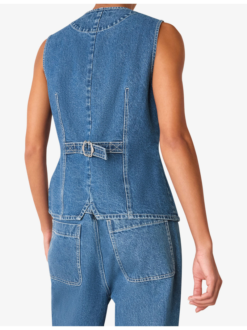 Round-Neck Slim-Fit Denim Waistcoat 4
