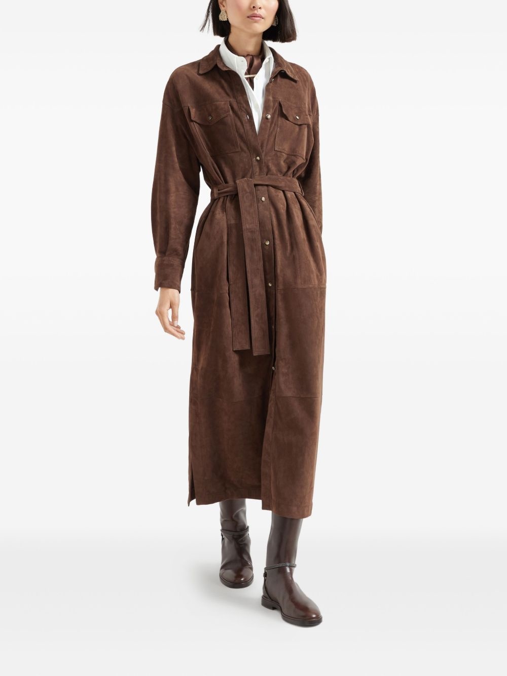 belted suede shirt dress - 3